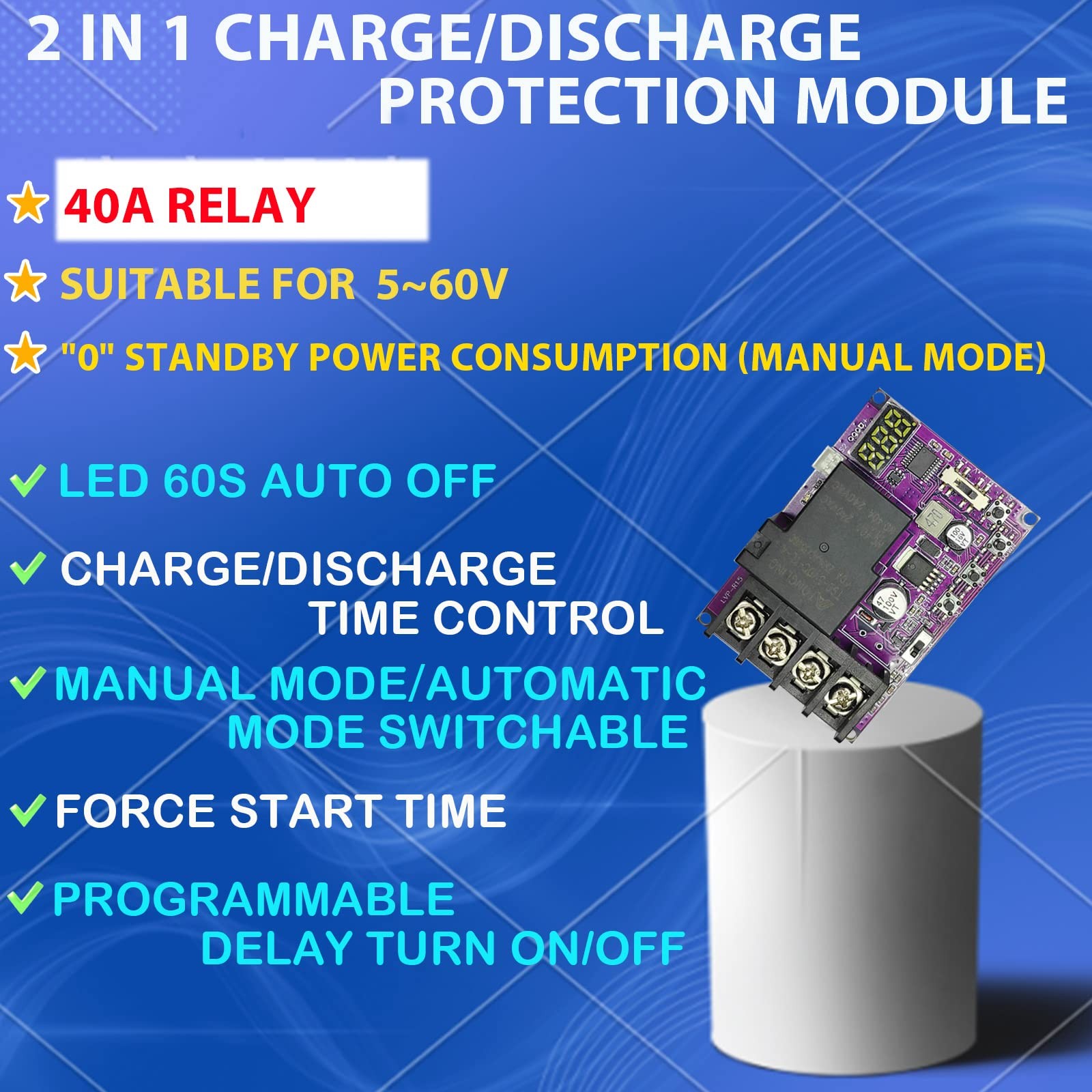 Low Voltage Disconnect and Charging Discharging Protection 2 IN 1 40A DC 5V-6... gallery