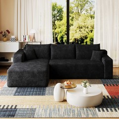 95″ Cloud Sectional Couch with L-Shape Chaise Modular Corduroy Sofa Living Room