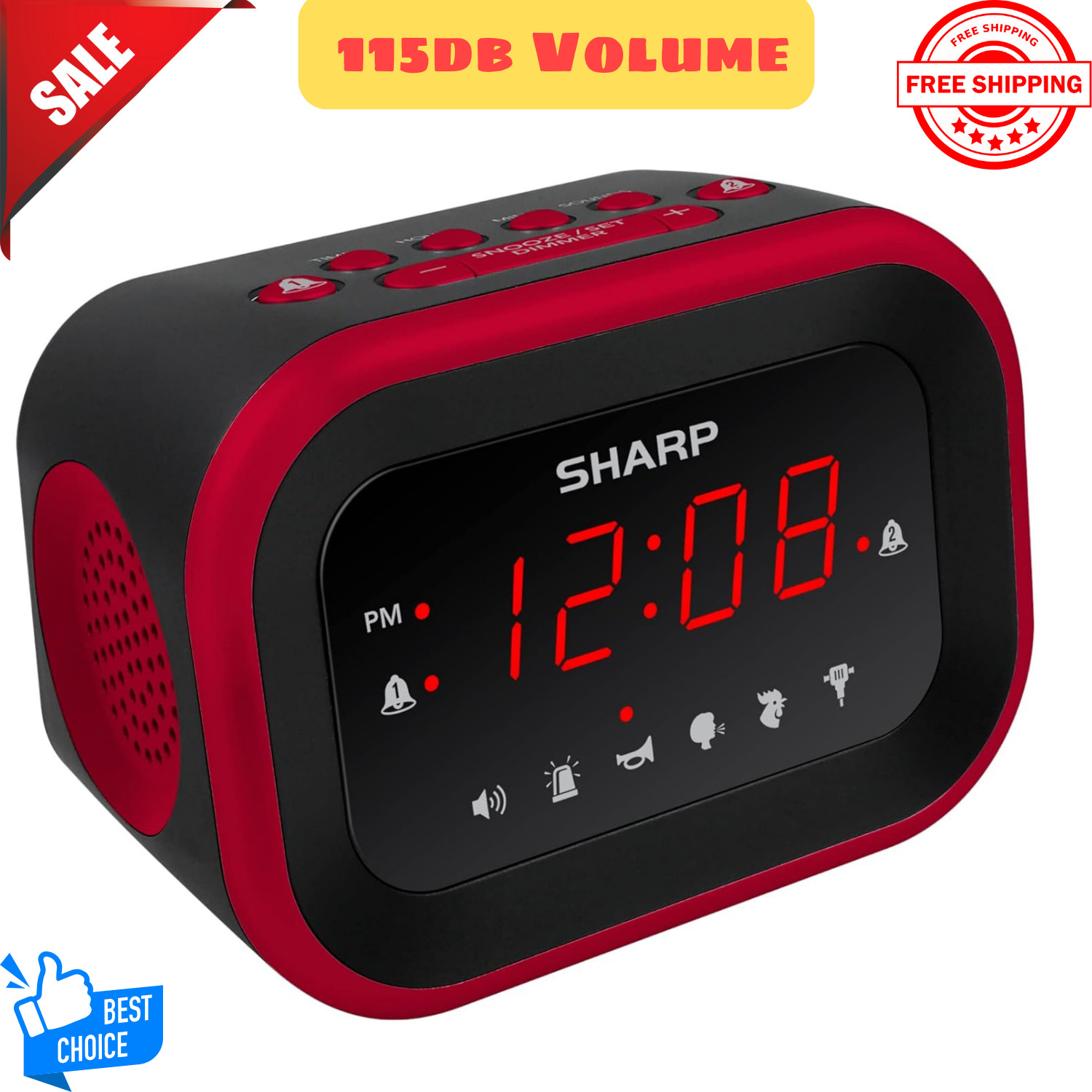 Sharp Big Bang Super Loud Alarm Clock for Heavy Sleepers, 6 Extremely Loud Wake gallery