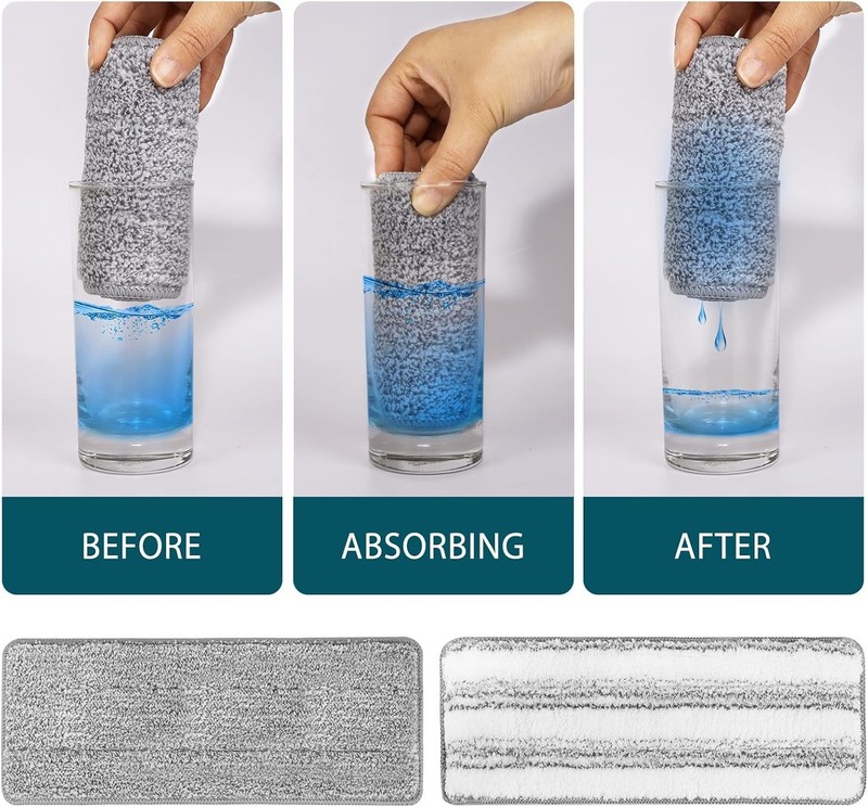 4 Pack Washable Microfiber Mop Replacement Pads for 13'' X 4.9'' Flat Mops gallery