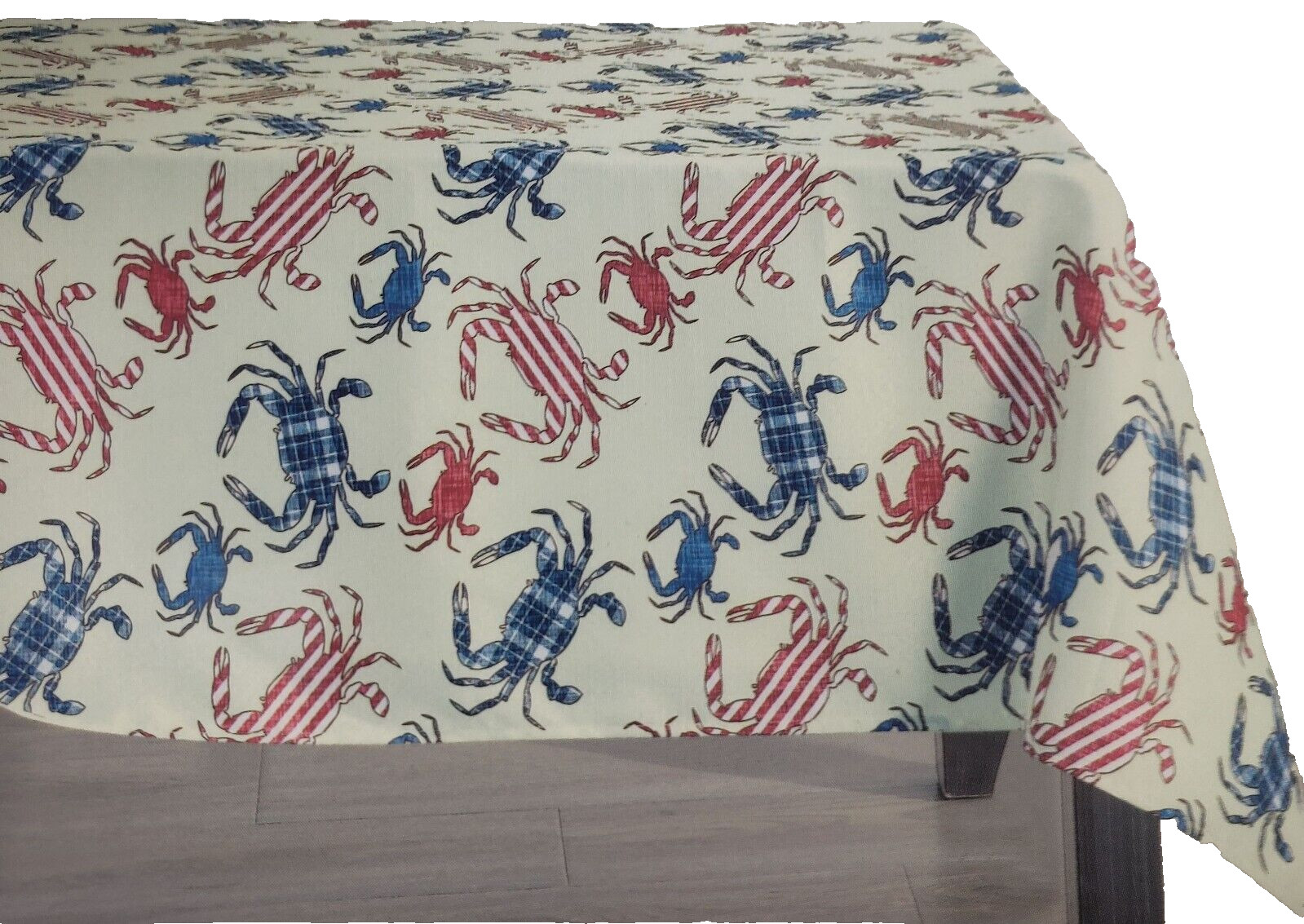 Fabric Tablecloth, 60"x84"Oval, PATRIOTIC, USA FLAG COLORED CRABS, Star Spangled gallery