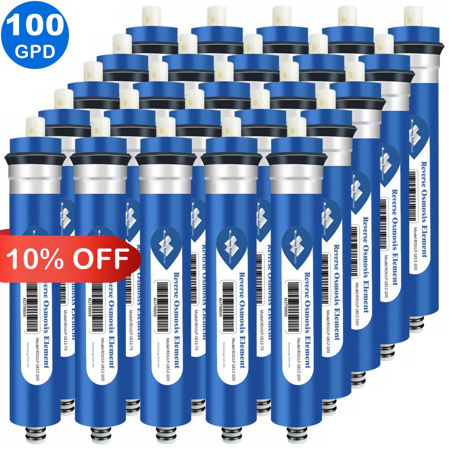 25 Pack 100 GPD RO Membrane Reverse Osmosis System Water Filter 1812 Replacement gallery