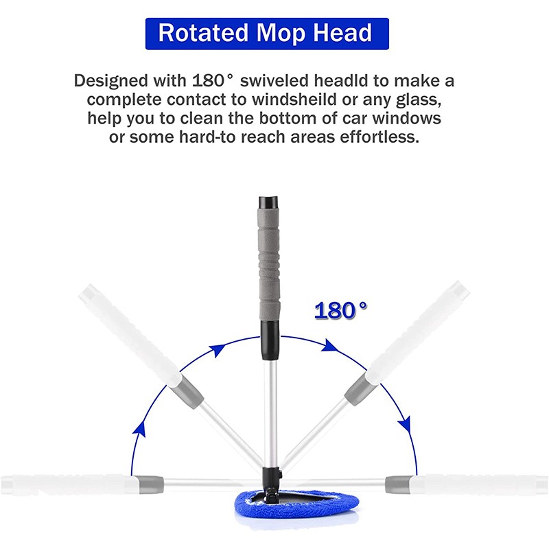 Auto Windshield Cleaning Tool Extendable Window Cleaner Brush Glass Wiper &4 Pad gallery