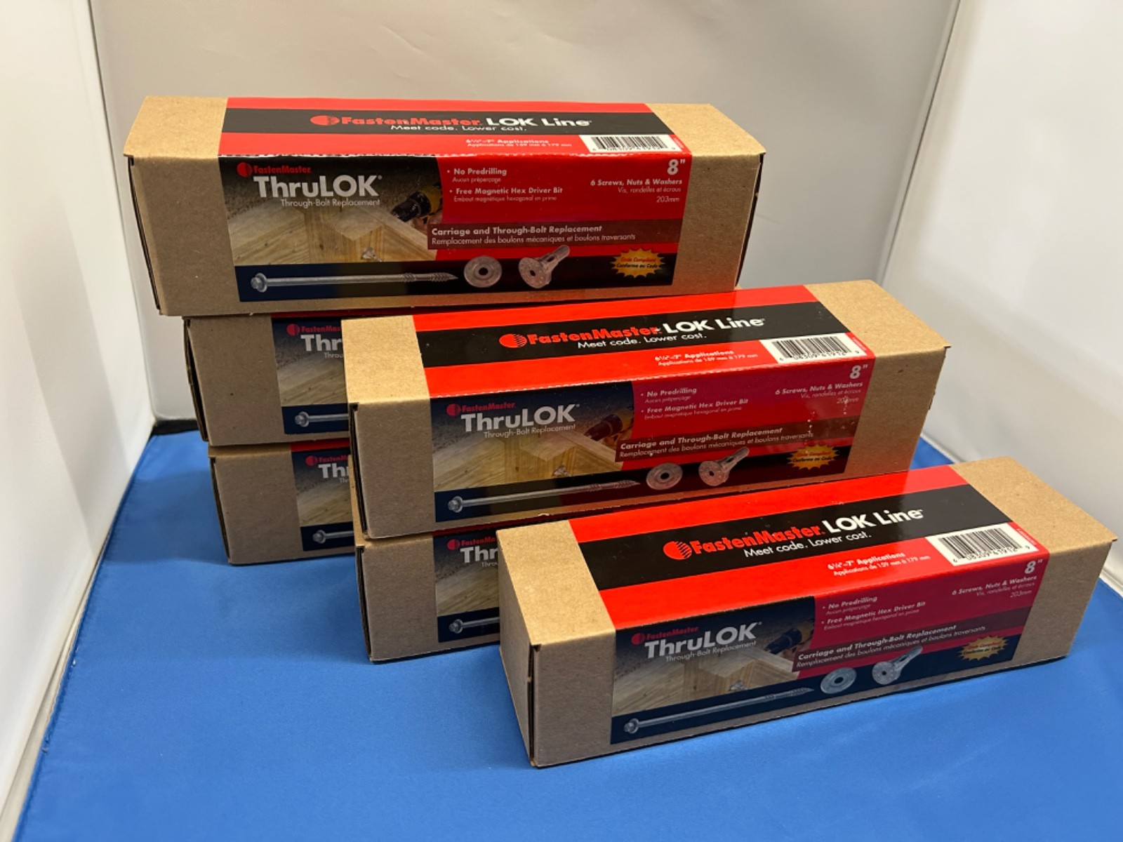 6 BOXES (36 SETS) FASTEN-MASTER ThruLOK 8" SCREW BOLT FASTENING SYSTEM gallery