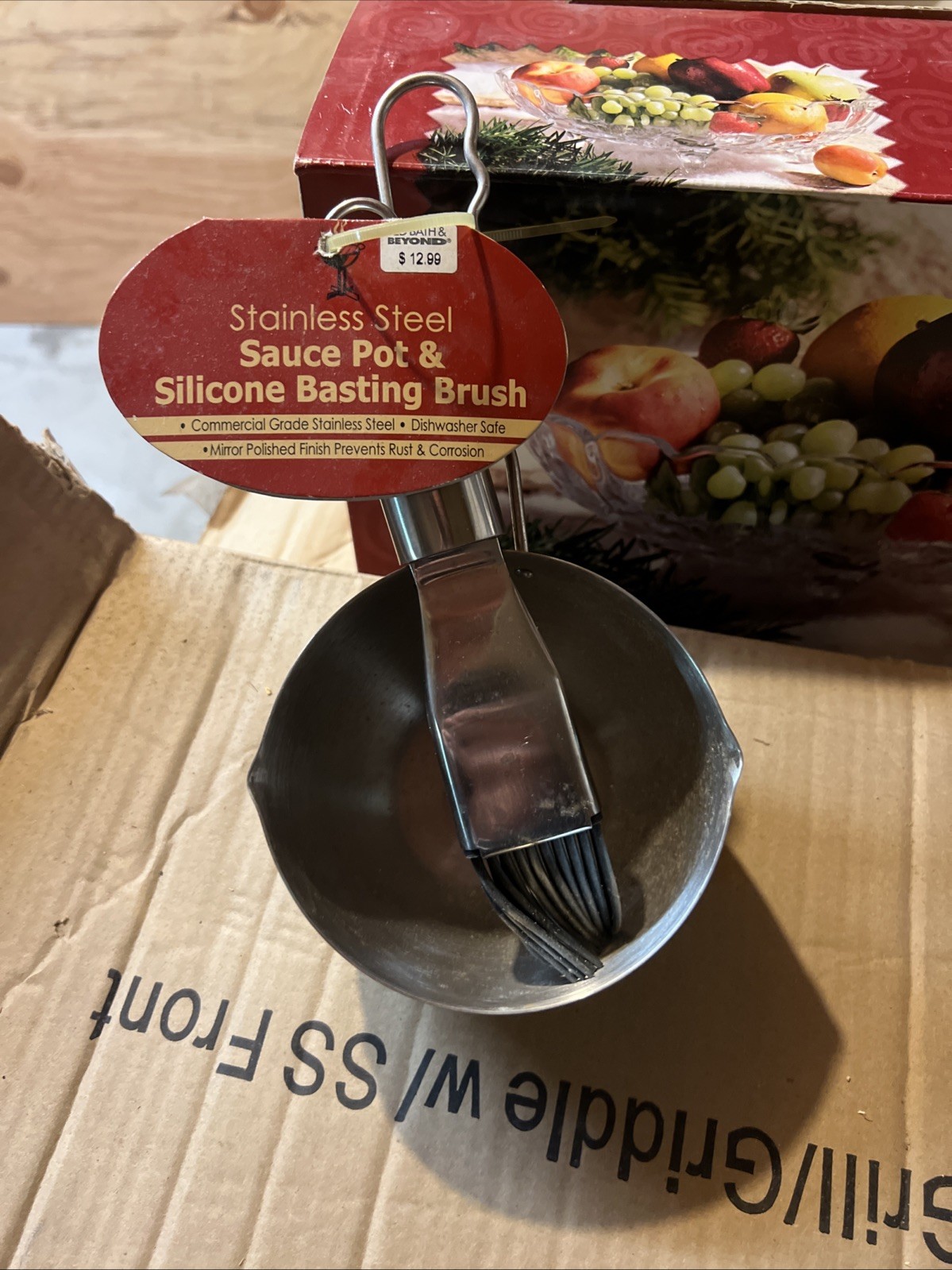 NEW LINEN N THINGS STAINLESS STEEL SAUCE POT WITH SILICONE BASTING BRUSH gallery