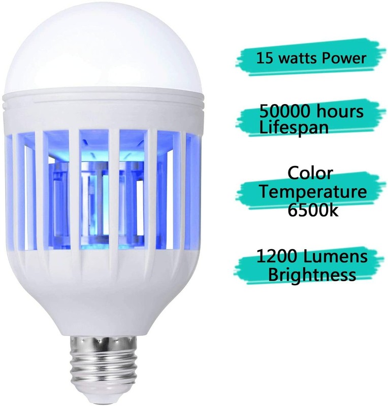 Bug Zapper LED Light Bulb Mosquito Lamp Fly Trap Killer Indoor Outdoor Insect US gallery