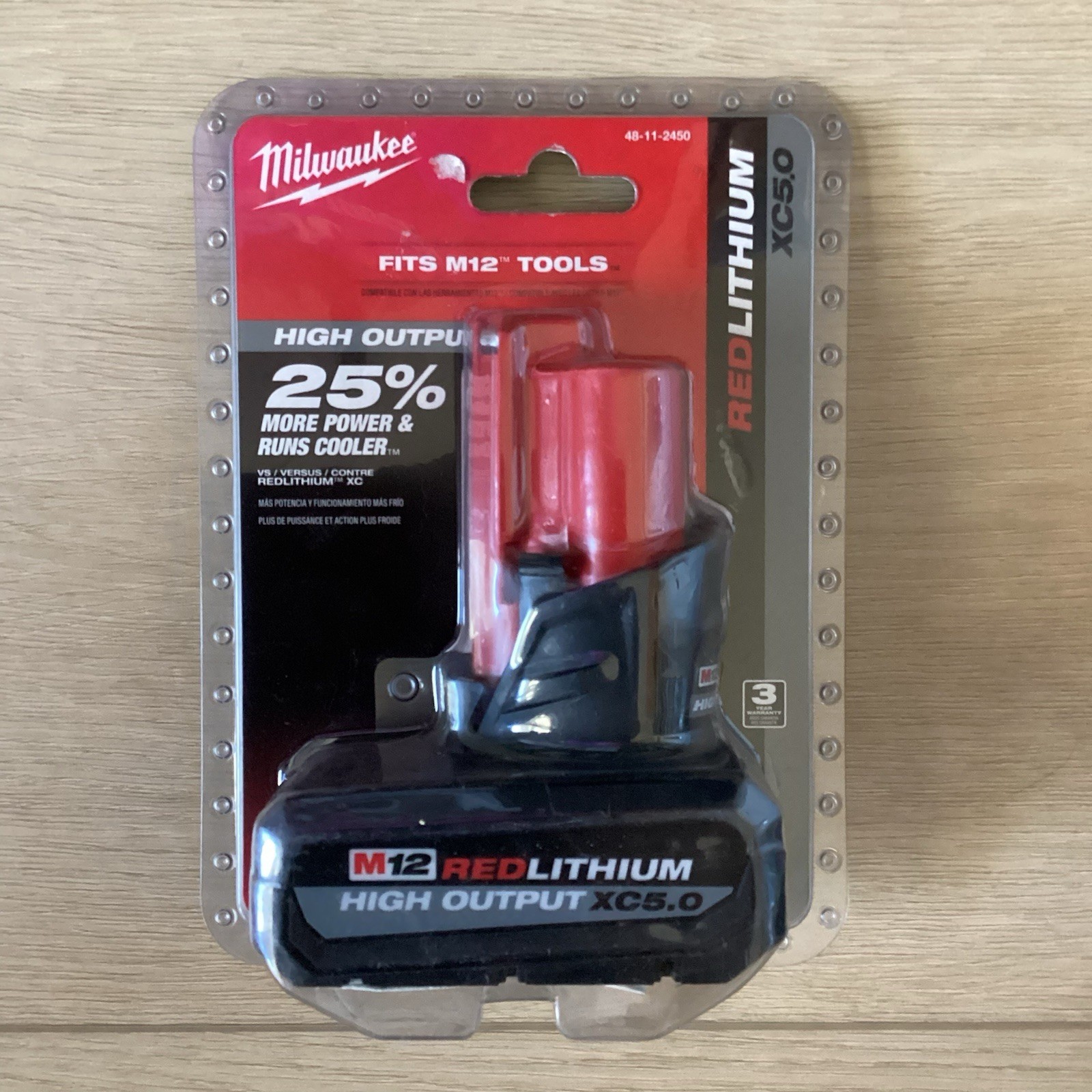 Milwaukee M12 High Output XC5.0 Lithium-Ion Battery Pack - Red (48-11-2450) gallery