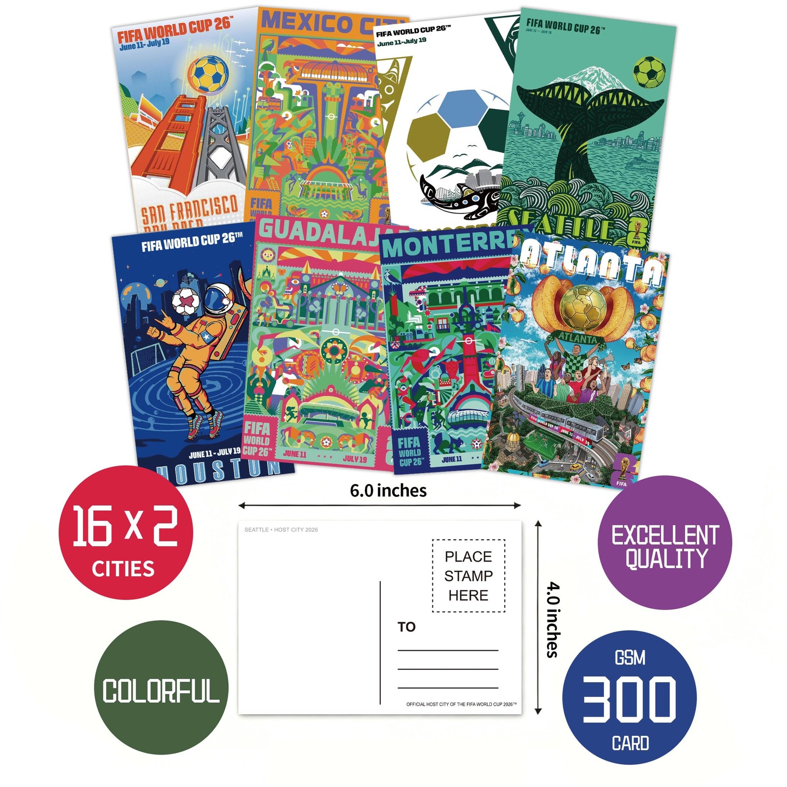 2026 World Cup Postcards Pack - World Cup Decorations Merchandise - Host City... gallery