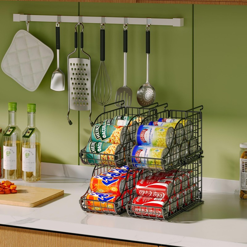 4-Pack Stackable Canned Food Organizer with Handles for Kitchen, Soda Can Org... gallery