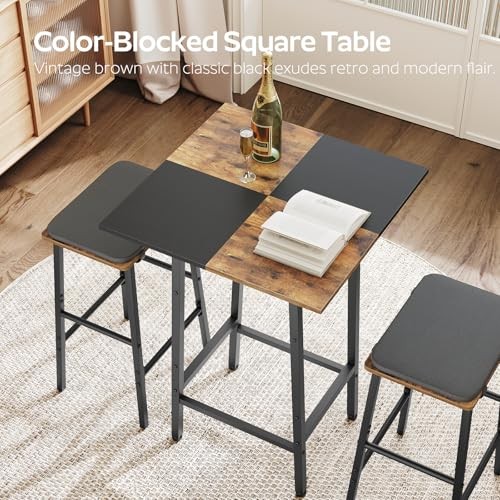 Bar Table, Kitchen Dining Table, Bar Counter Height Rustic Brown + Black gallery