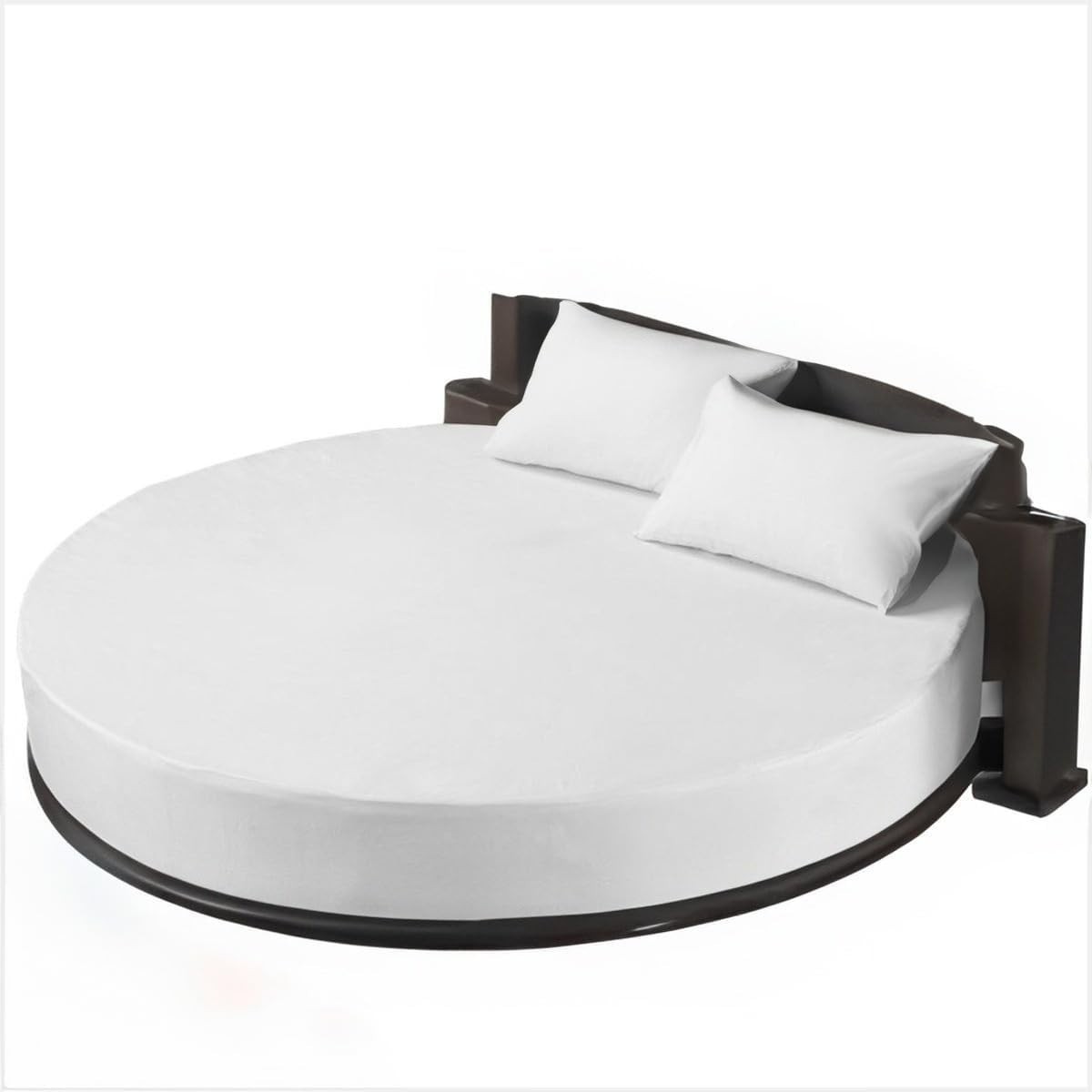 4 Piece Round Bed Sheet Set - Solid White 600 TC Cotton Pocket Up to 20 Inch - gallery