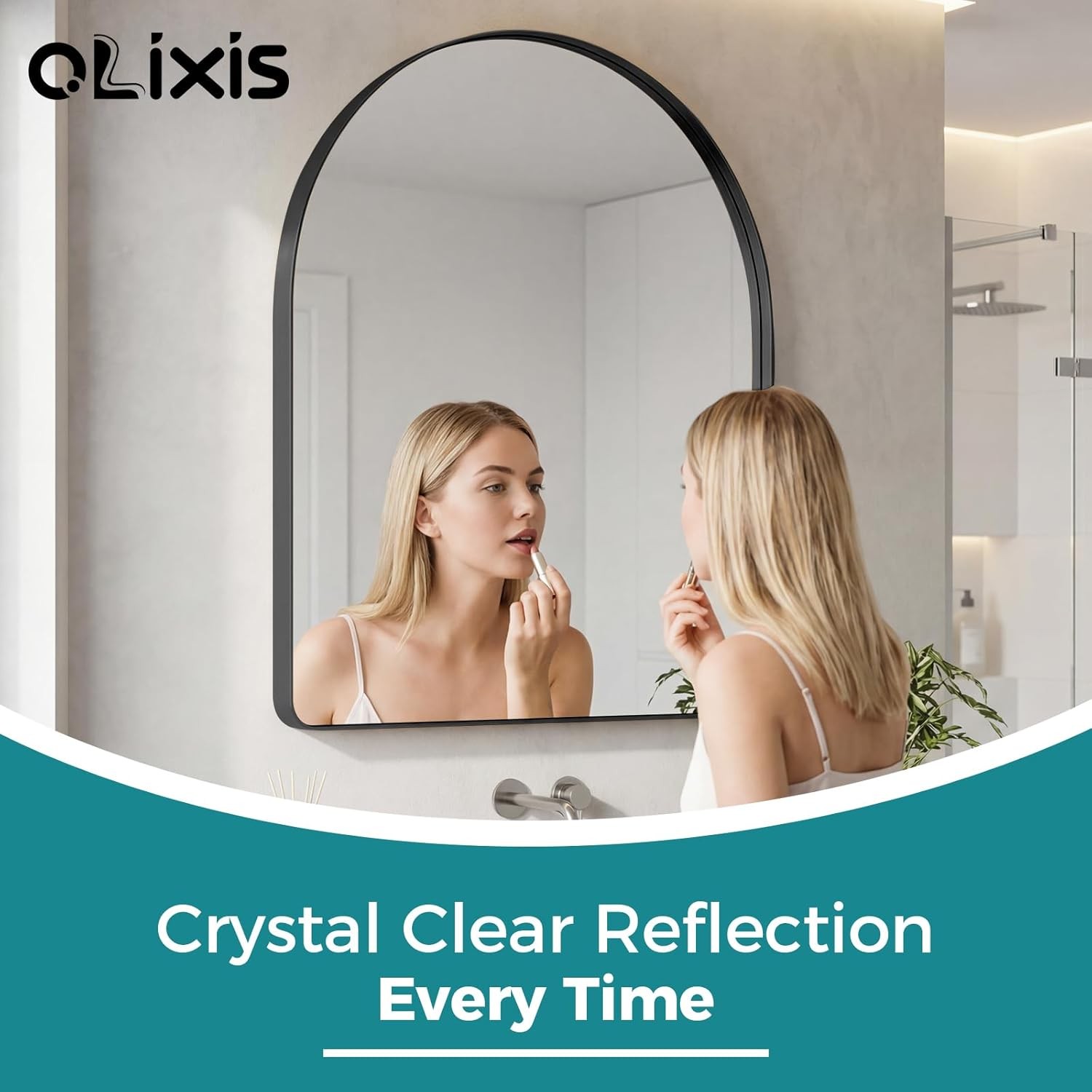 OLIXIS Arched Bathroom Mirror for Over Sink, 34x32 Inch Wall Mirror Arched Round gallery