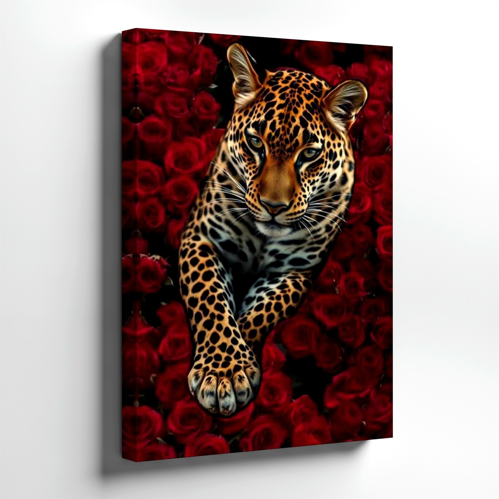 Wall Art Leopard in Red Roses Floral Animal Canvas Print Poster Decor Home Decor gallery