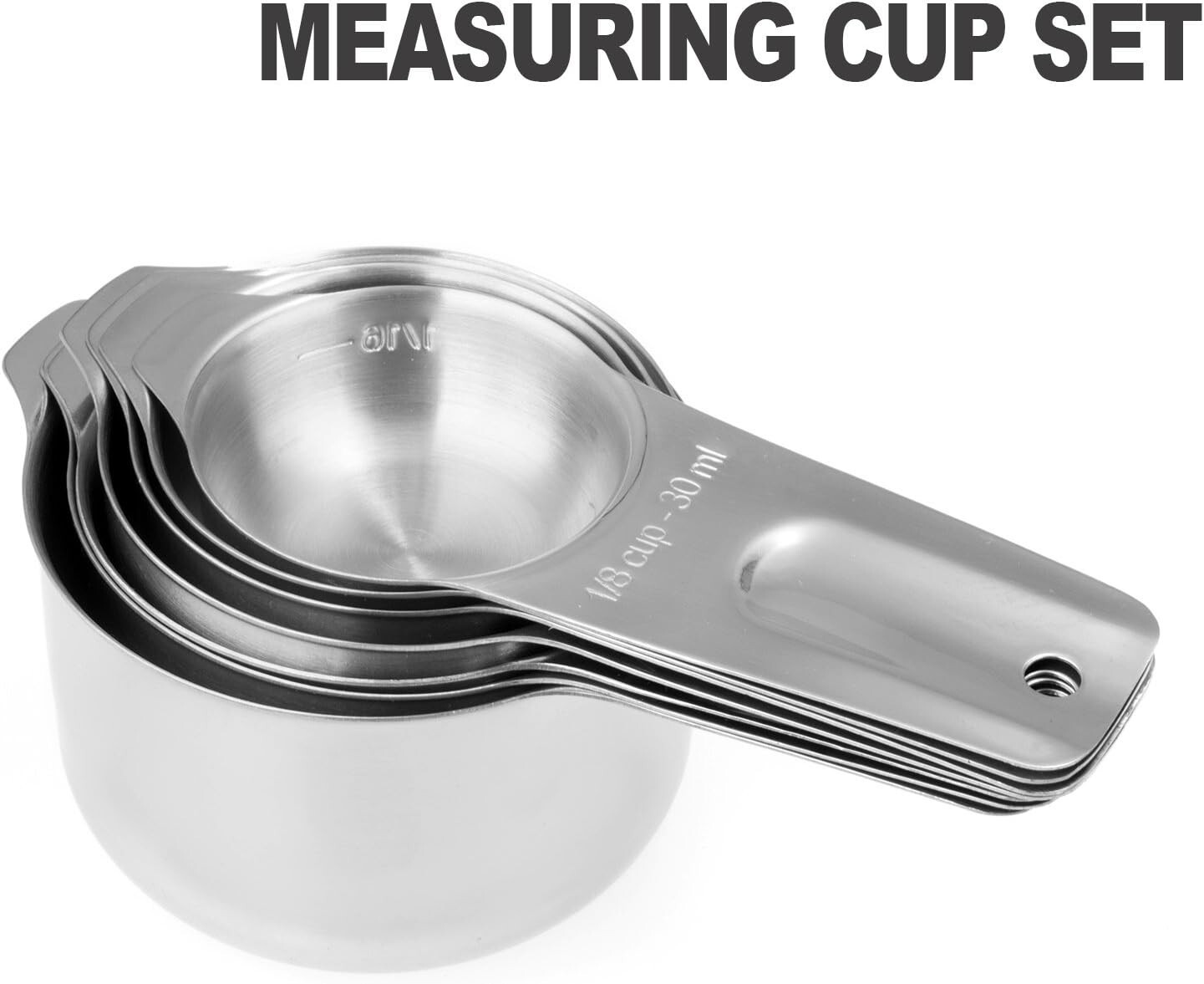 13-piece Measuring Cups and Spoons Set, 18/8 Stainless Steel Heavy Duty - Silver gallery