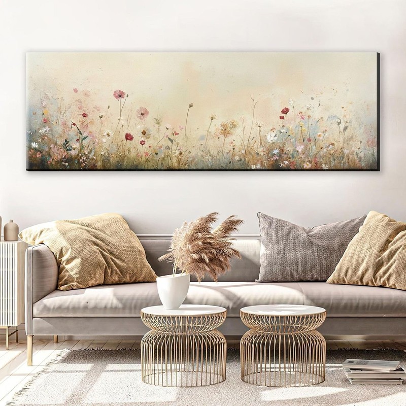 Panoramic Canvas Print Rustic Wildflowers Extra Large Wall Art gallery
