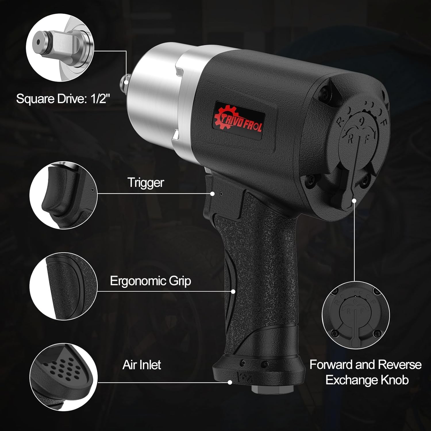 Air Impact Wrench 1/2" - 1/2 Inch Impact Gun 1/2 Drive, 1500Ft-lbs, 8000RPM High gallery