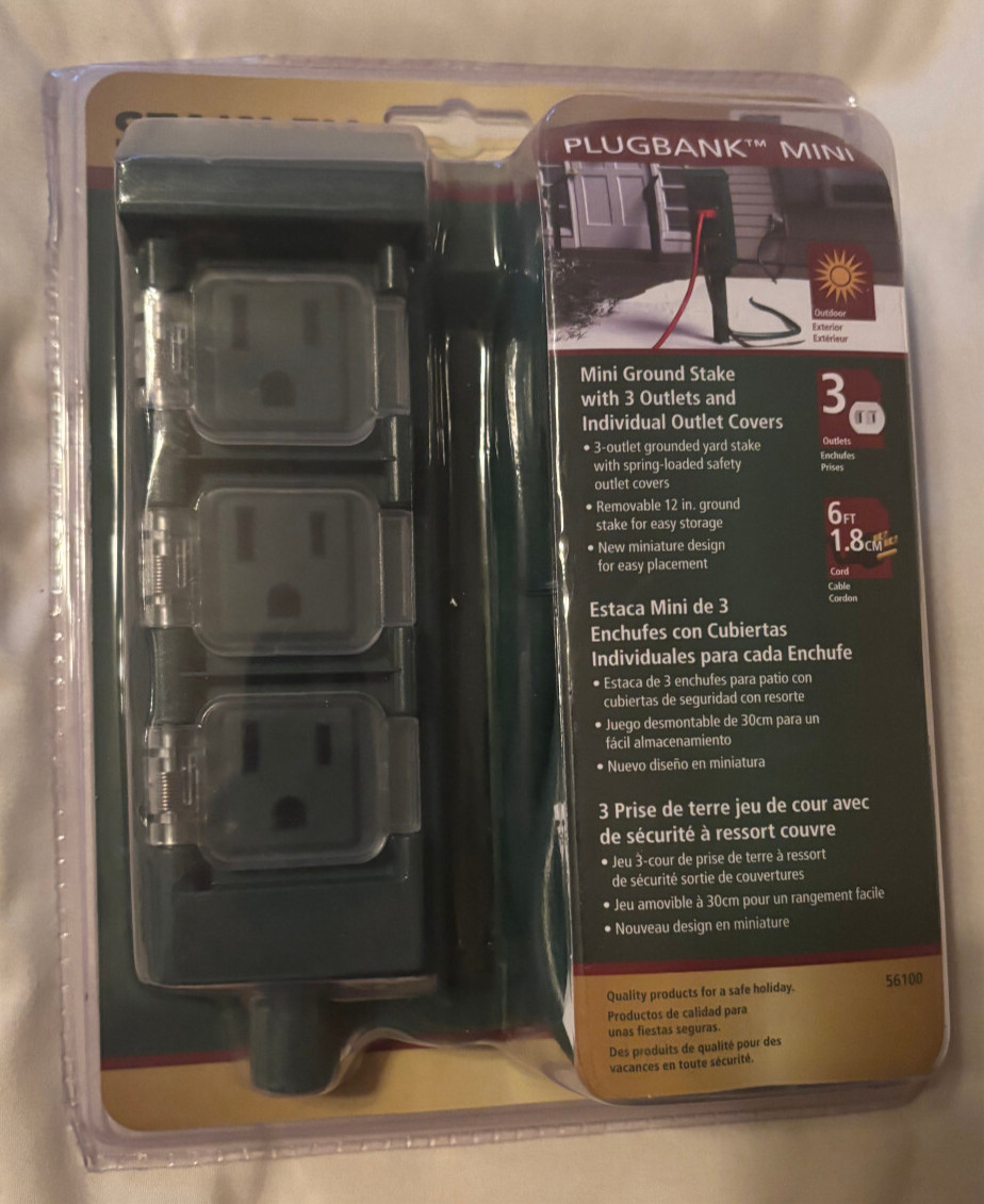 New Stanley Outdoor Plug Bank Mini 3-outlet 6 ft grounded power cord gallery