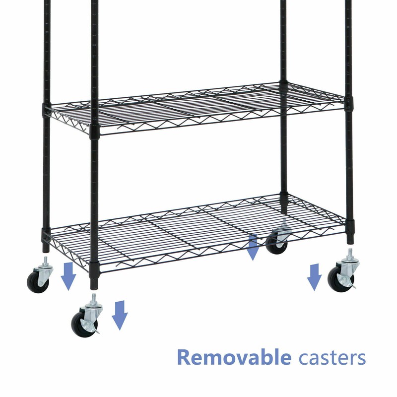 2PCS 5-Tier Wire Shelving Unit Rack Large Space Shelves Stroage Rolling 4 Wheels gallery