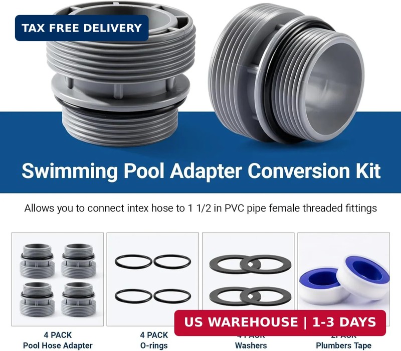 4 Pack - 4560 Pool Hose Conversion Adapters Kit for Intex Hayward Coleman Pool F gallery