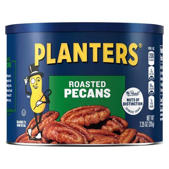 PLANTERS Roasted Pecan Nuts, Party Snacks, Plant Based Protein, 7.25 oz Steel Ca gallery