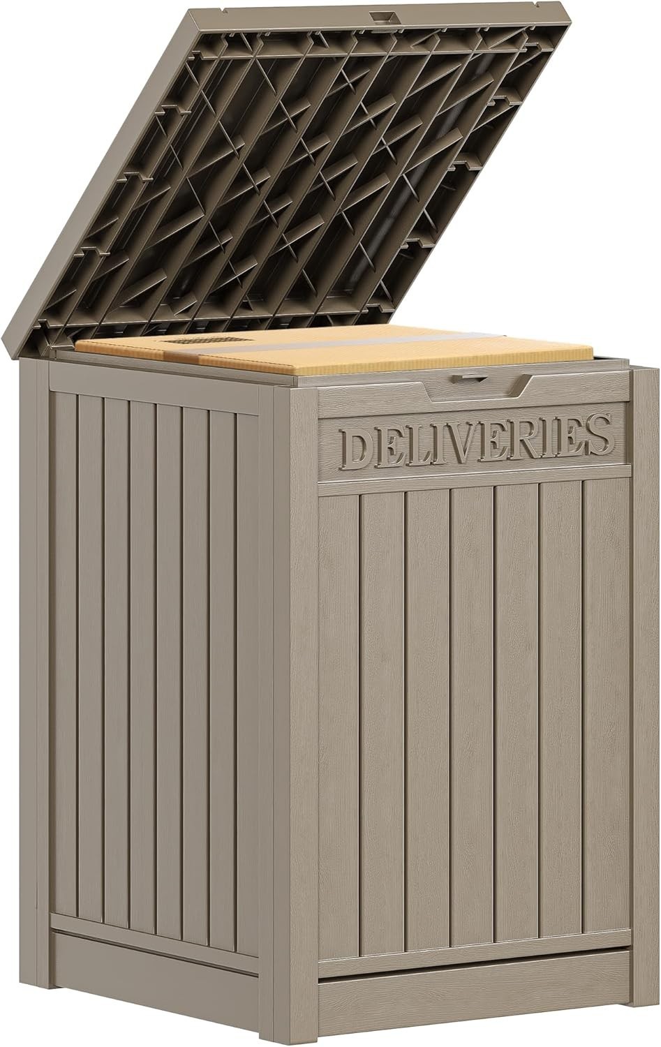 Outdoor Package Delivery Box 51 Gallon Lockable Resin Parcel Mailbox Storage Bin gallery