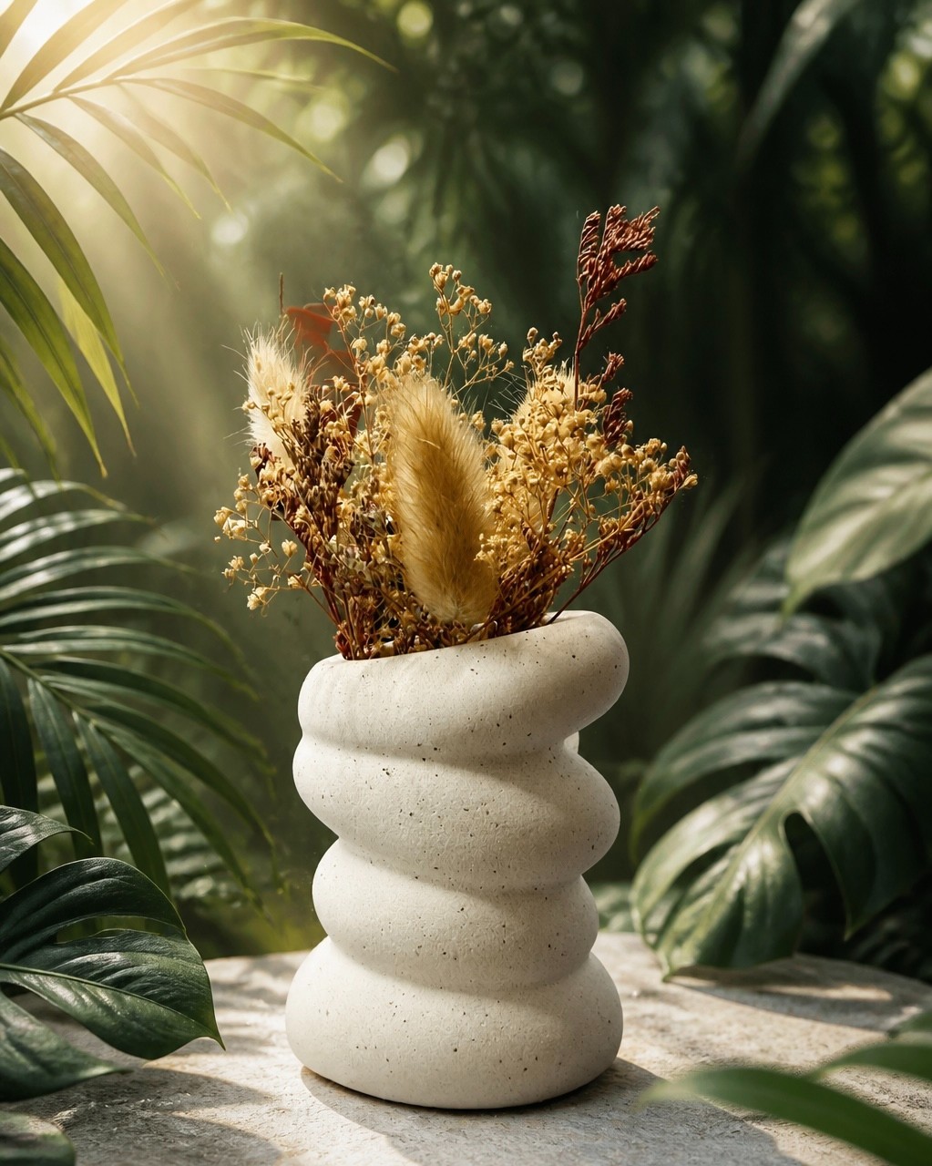 Handmade Eco Resin "Stone" Vase With Dried Flowers gallery