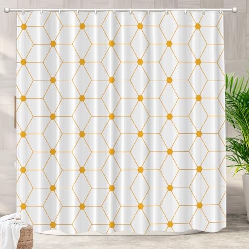 Geometric Decor Shower 72"W x 72"L (Pack of 1) Geometric Quadrilateral 1 Gold gallery