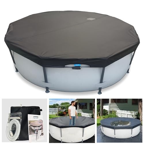 SIHAIAN 22 Ft Pool Cover, with Automatic Drain Round 22Ft, Black