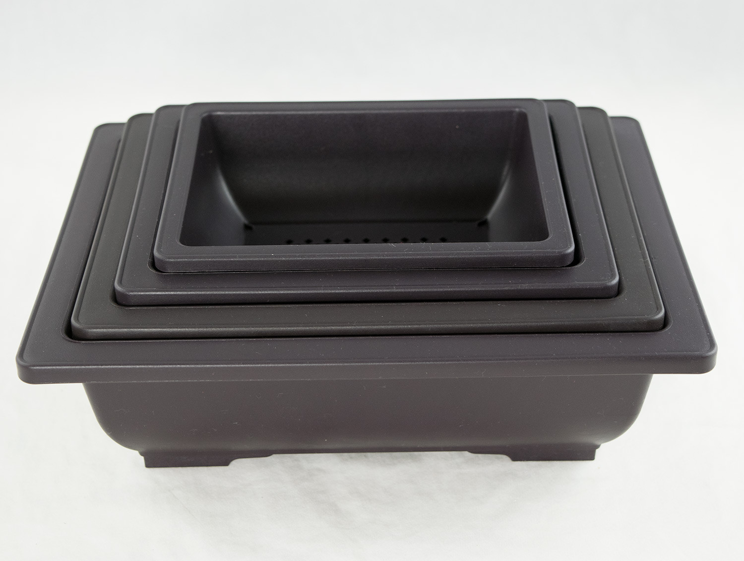 4 Mix 6.25"-10" Rectangular Plastic Bonsai, Cactus / Succulent Pot - Dark Brown gallery