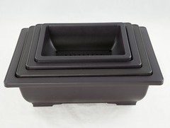 4 Mix 6.25″-10″ Rectangular Plastic Bonsai, Cactus / Succulent Pot – Dark Brown