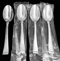 New GORHAM Stainless Glossy COLUMN Set Of 4 SOUP SPOONS 7″ Flatware 18/10 NEW