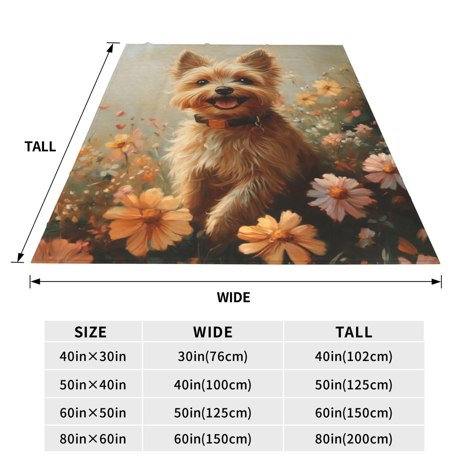 Yorkshire Terrier Dog Floral Blanket Flannel Throw Soft Warm Travel 60x50 Inch gallery
