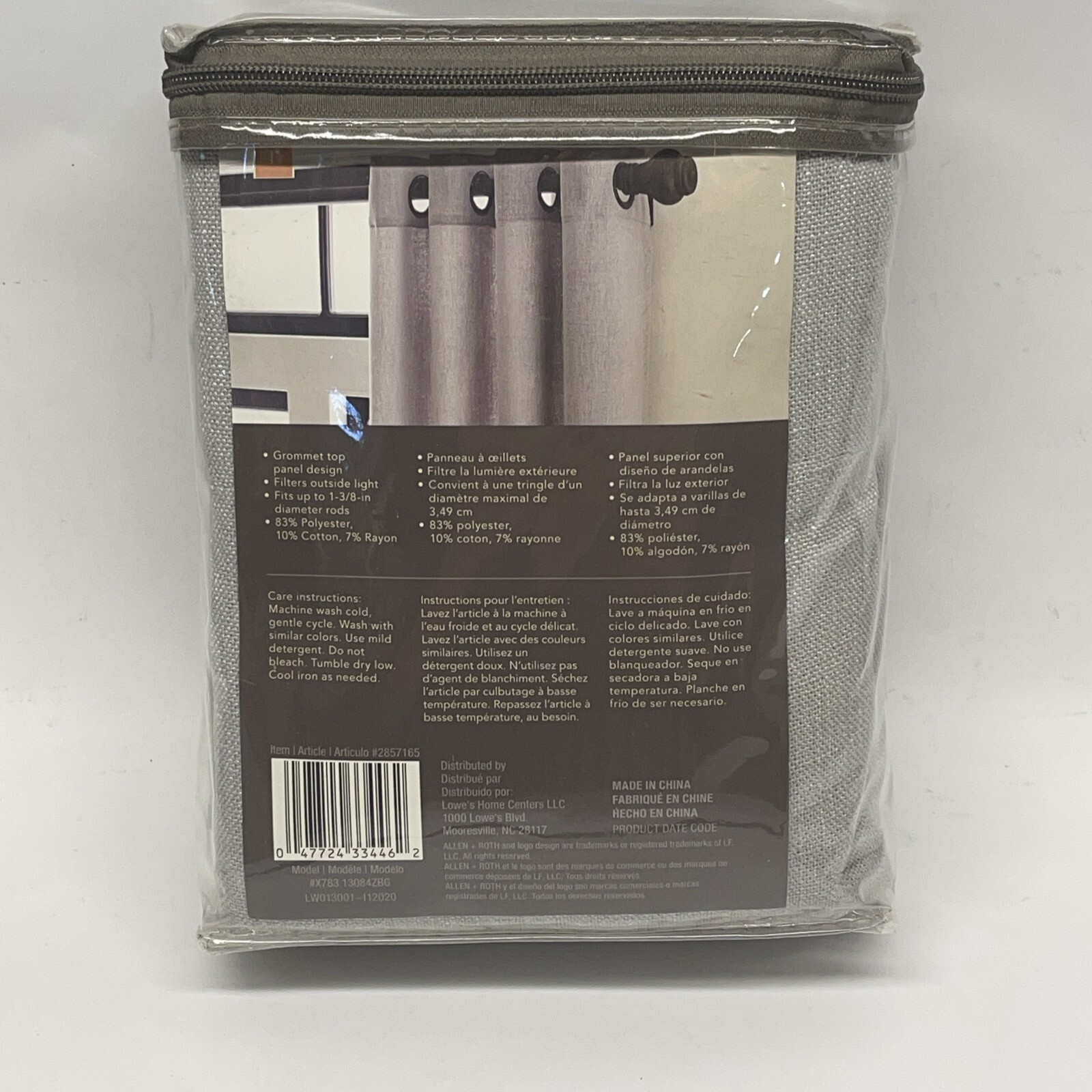 allen + roth 84-in Grey Light Filtering Grommet Single Curtain Panel gallery
