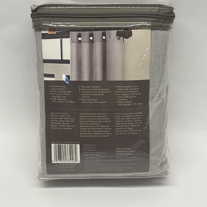 allen + roth 84-in Grey Light Filtering Grommet Single Curtain Panel gallery
