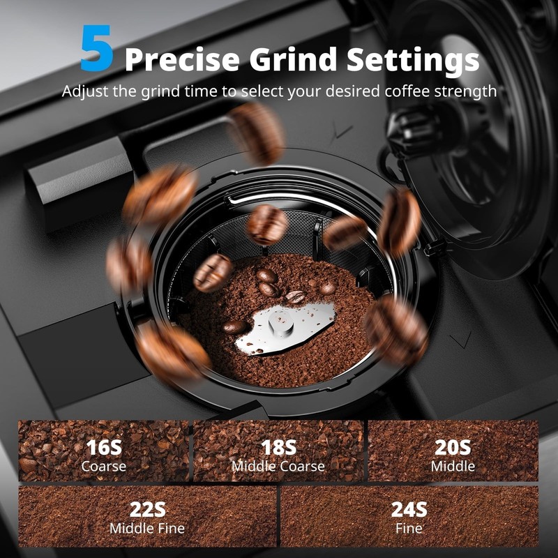 AIRMSEN CGM511 Grind & Brew Coffee Maker with Built-in Grinder, Black gallery