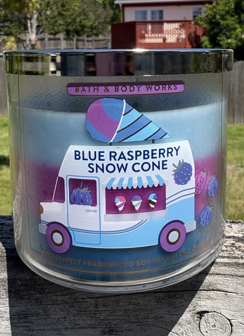 Bath & Body Works 2026 Blue Raspberry Snow Cone 3-Wick Candle New Packaging gallery