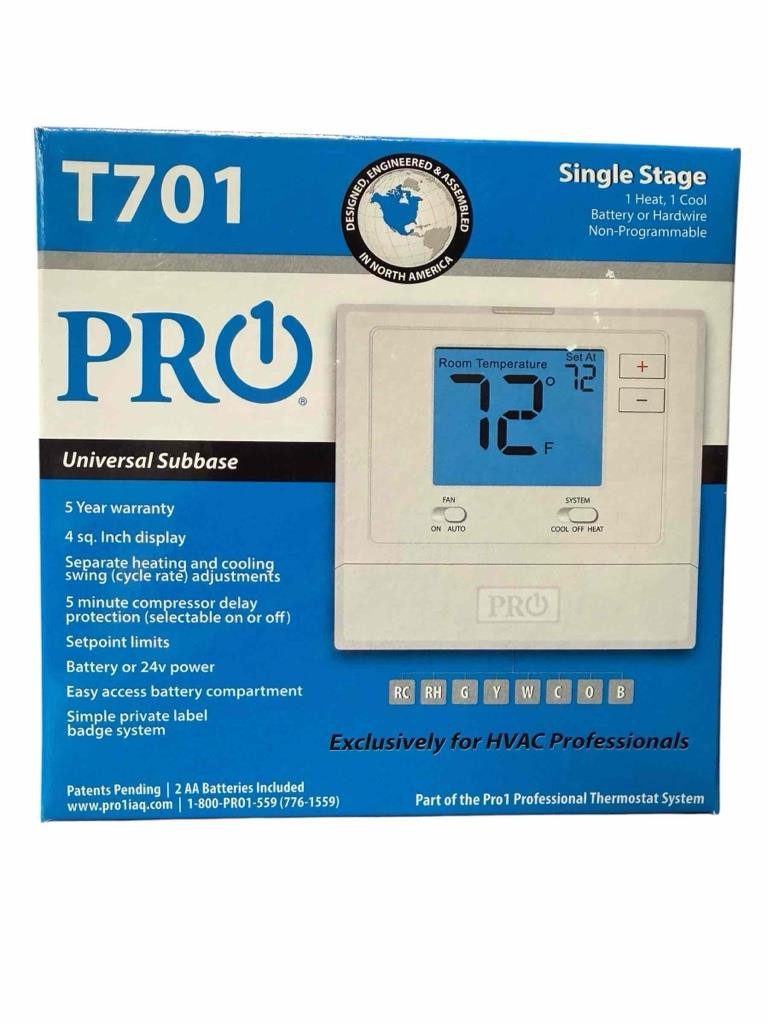 NEW PRO1 T701 Single Stage Non-Programmable Thermostat 1 Heat, 1 Cool gallery