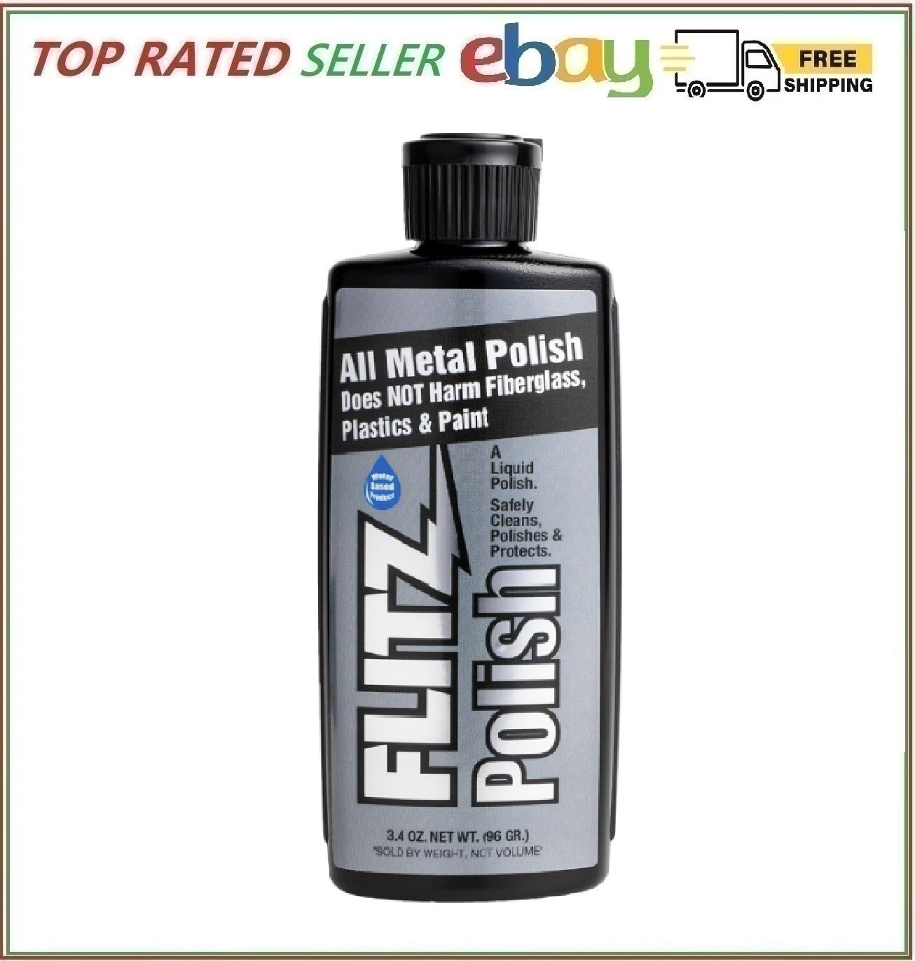 Flitz Multi Purpose Metal Polish Liquid - 3.4oz Bottle of USA-Made Tarnish Remov gallery