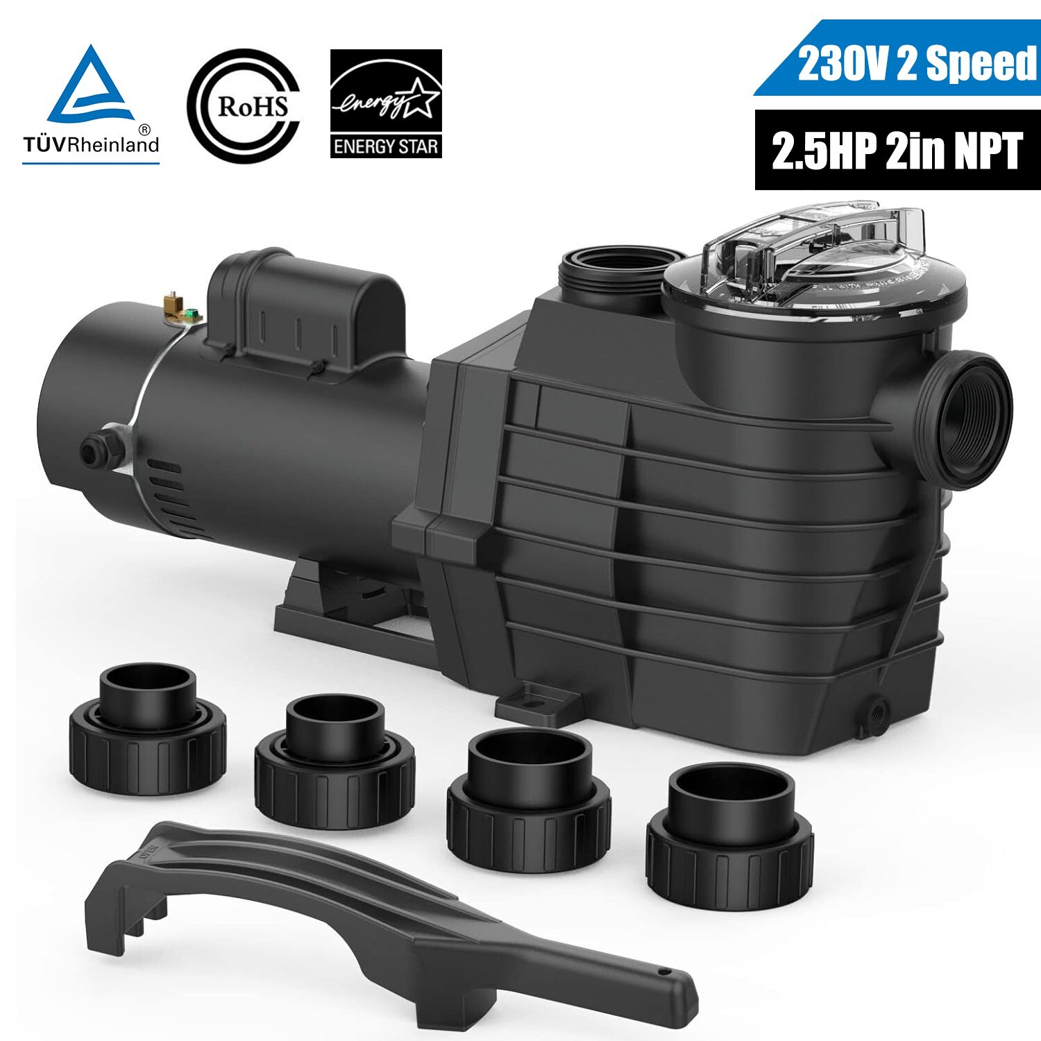 2 1/2HP Dual Speed Inground Swimming Spa Pool Pump 4140/9000GPH 2" Thread NPT gallery