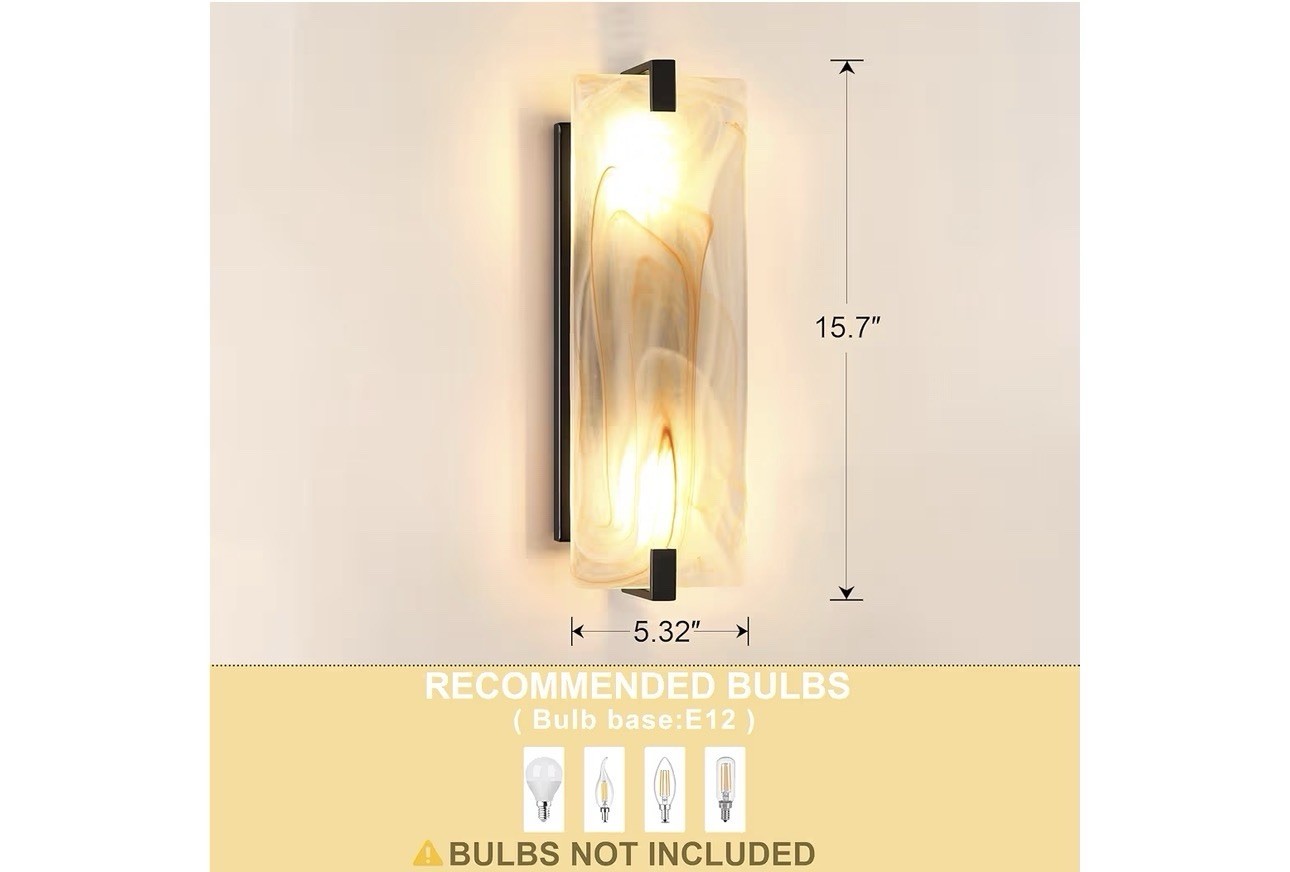 2 Pack 2 Light Oval Red Frosted Glass Bathroom Wall Sconce Modern Concise Style gallery