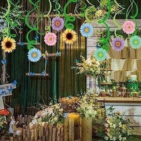 Summer Spring Sun Flowers Hanging Swirl Decorations - Themed Birthday Party 30pc gallery