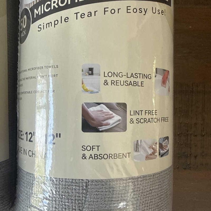 2 Pack Microfiber Towel Roll 50 Pack 12x12 inch Gray 100 Reusable Towels gallery