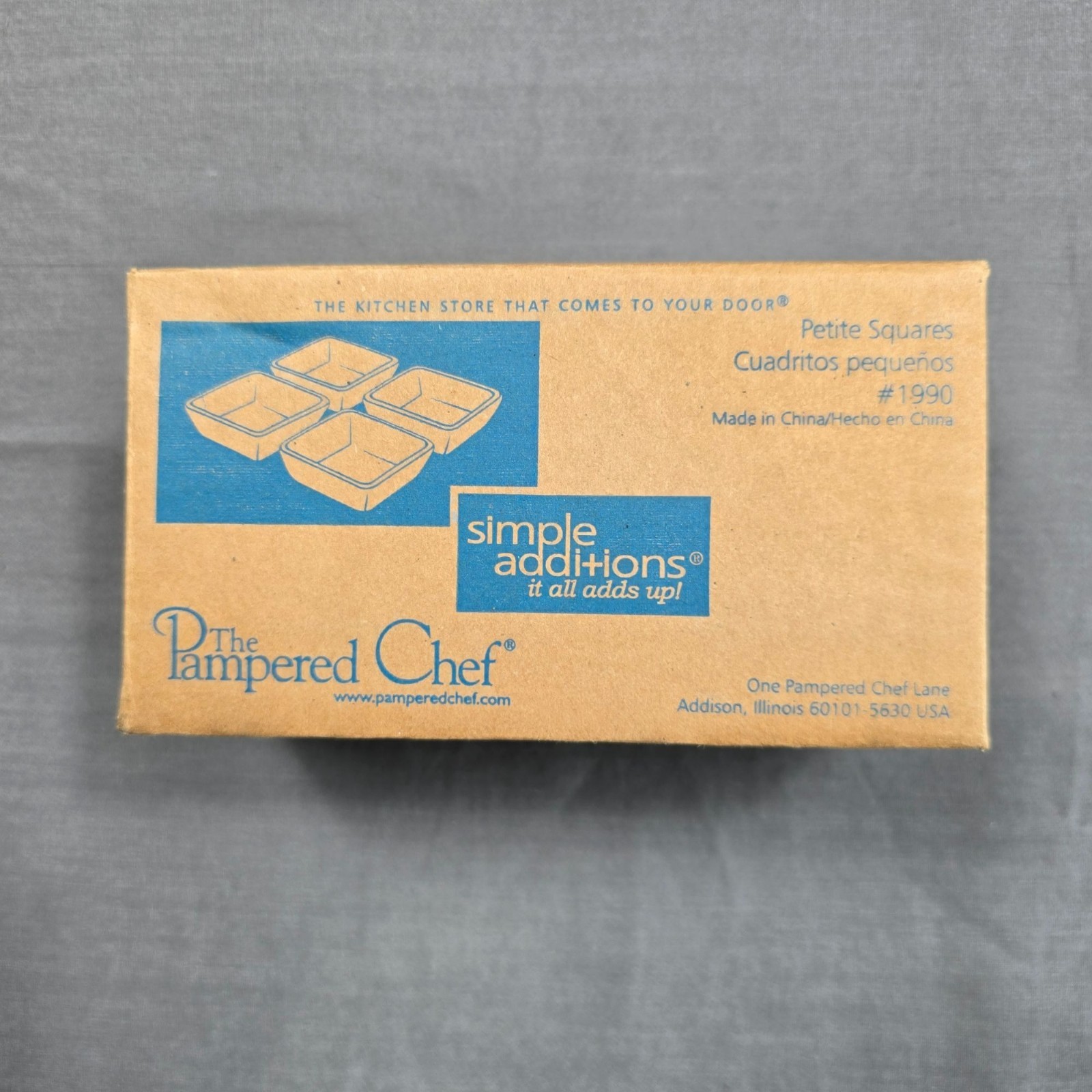 NEW The Pampered Chef Simple Additions Petite Squares White Set Of 4 #1990 gallery
