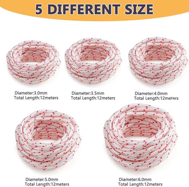 Replacement Recoil Starter Rope Pull Cord 3.5mm 12-Meter/40ft for 3.5mm-40Ft gallery