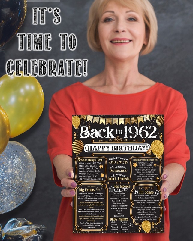 64th Birthday Decorations 1962 Back in 1962 Poster 11x14 Unframed Party Gift gallery