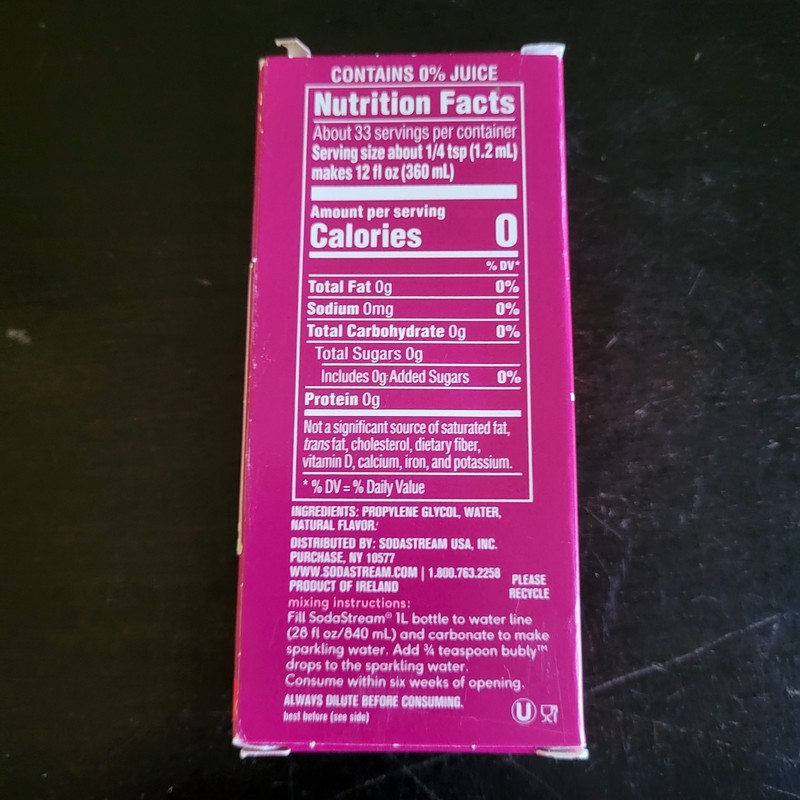 Sodastream Bubly Drops Raspberry Unsweetened Flavor 1.36oz -Makes 12 Liters gallery