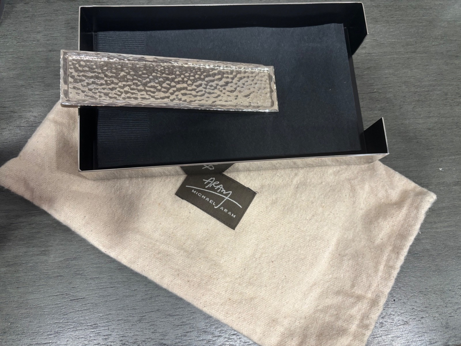 MICHAEL ARAM NAPKIN HOLDER SILVER STAINLESS STEEL ELEGANT gallery