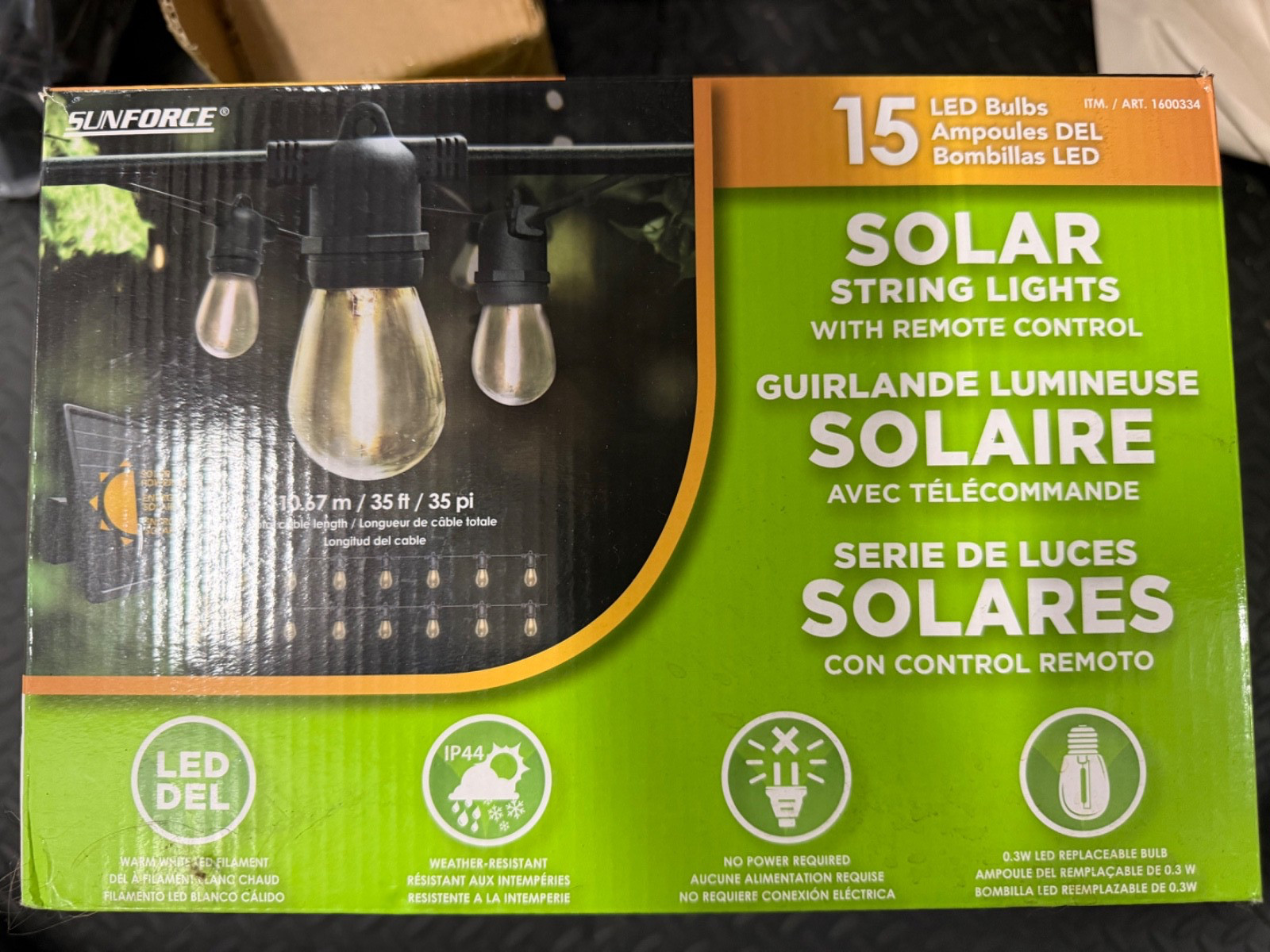 SunForce LED Bulbs Solar String Lights with Remote Control (Pack of 15) 1600334 gallery