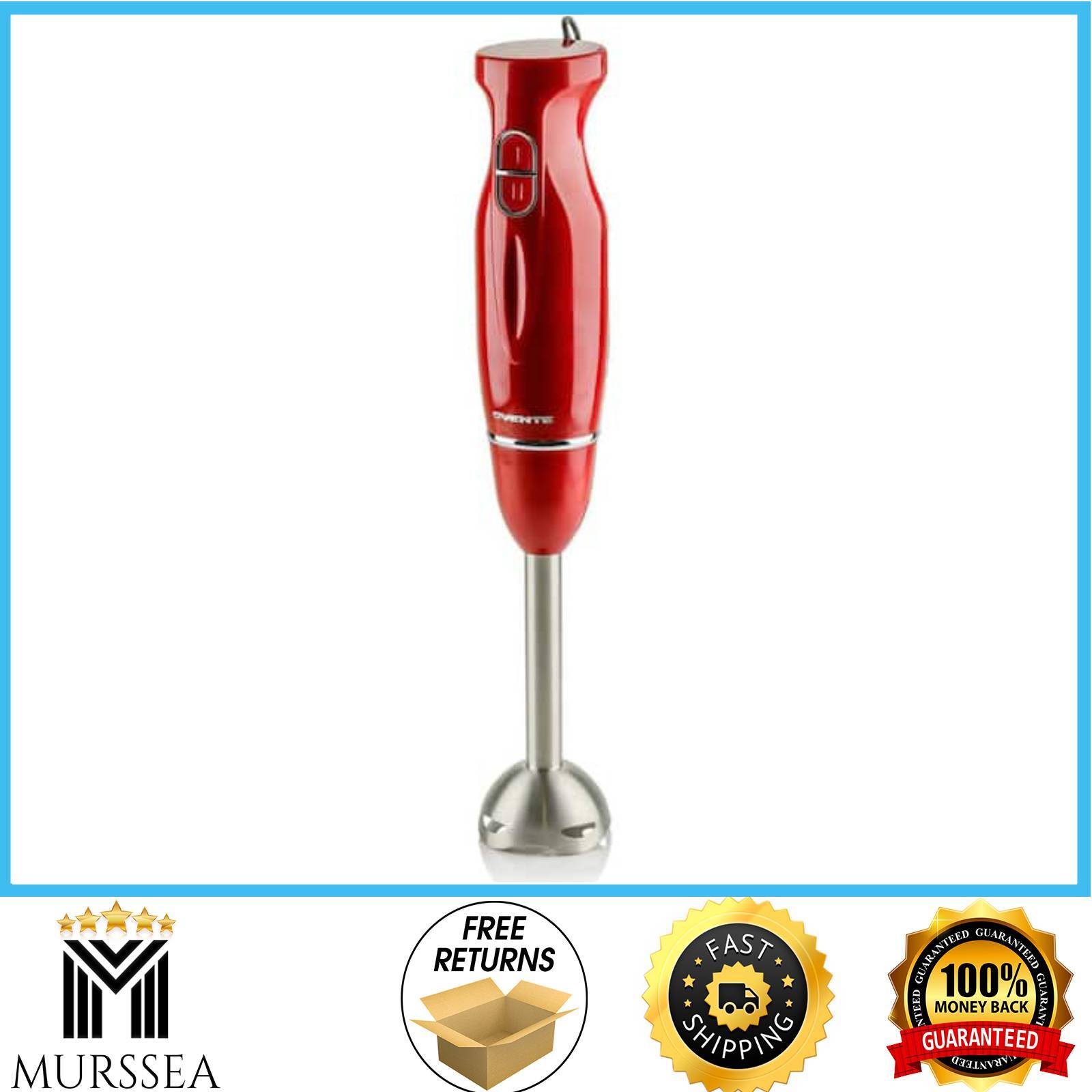 Ovente Immersion Electric Hand Blender with Stainless Steel Blades, RED HS560W gallery