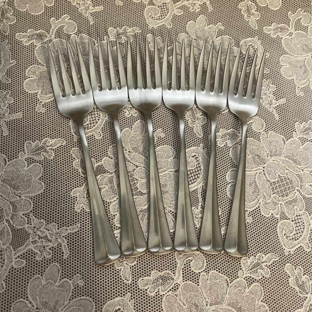 Oneidaware Allegiance Stainless Flatware Lot Of 6 Salad Forks Nice! Pretty Shiny